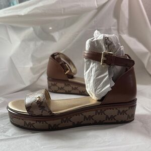 Michael Kors Brown and Gold Platform Sandals